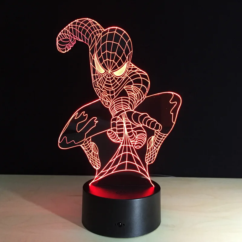 

Spider-man 3d Lamp 7 Color Led Night Lamps For Kids Touch Led Usb Table Lampara Lampe Baby Sleeping Nightlight Room Lamp
