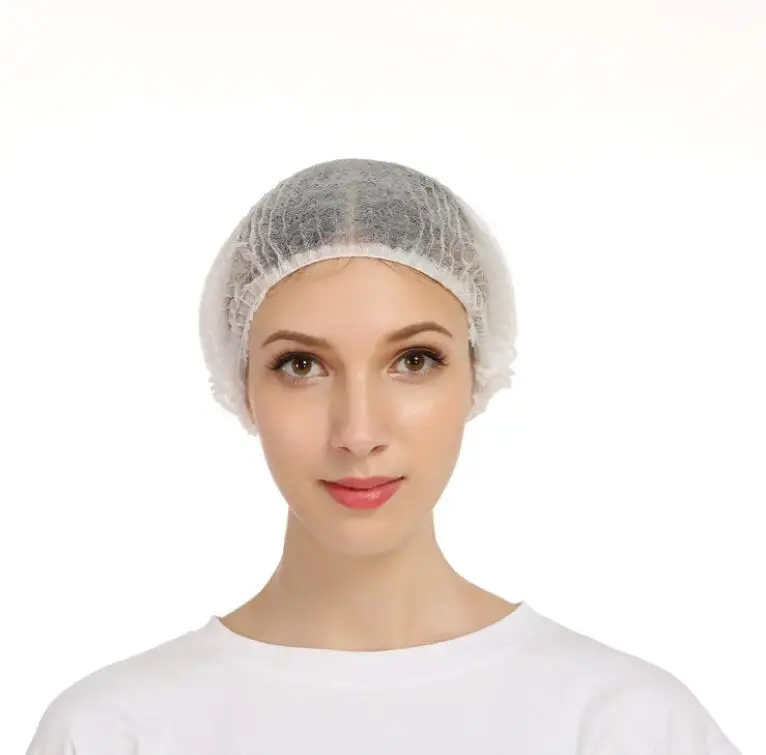 100PCS Disposable Head Cover Mob Cap Hat Hair Net Non Woven Anti Dust Hats NEW