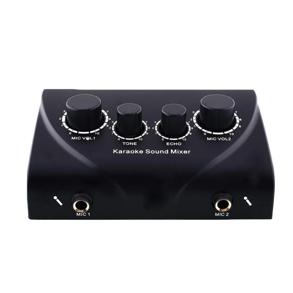 

Professional Karaoke Echo Mixer Sound Musical Echo Mixer Black PC Ktv TV Amplifier Digital Mini Mic system With Cable