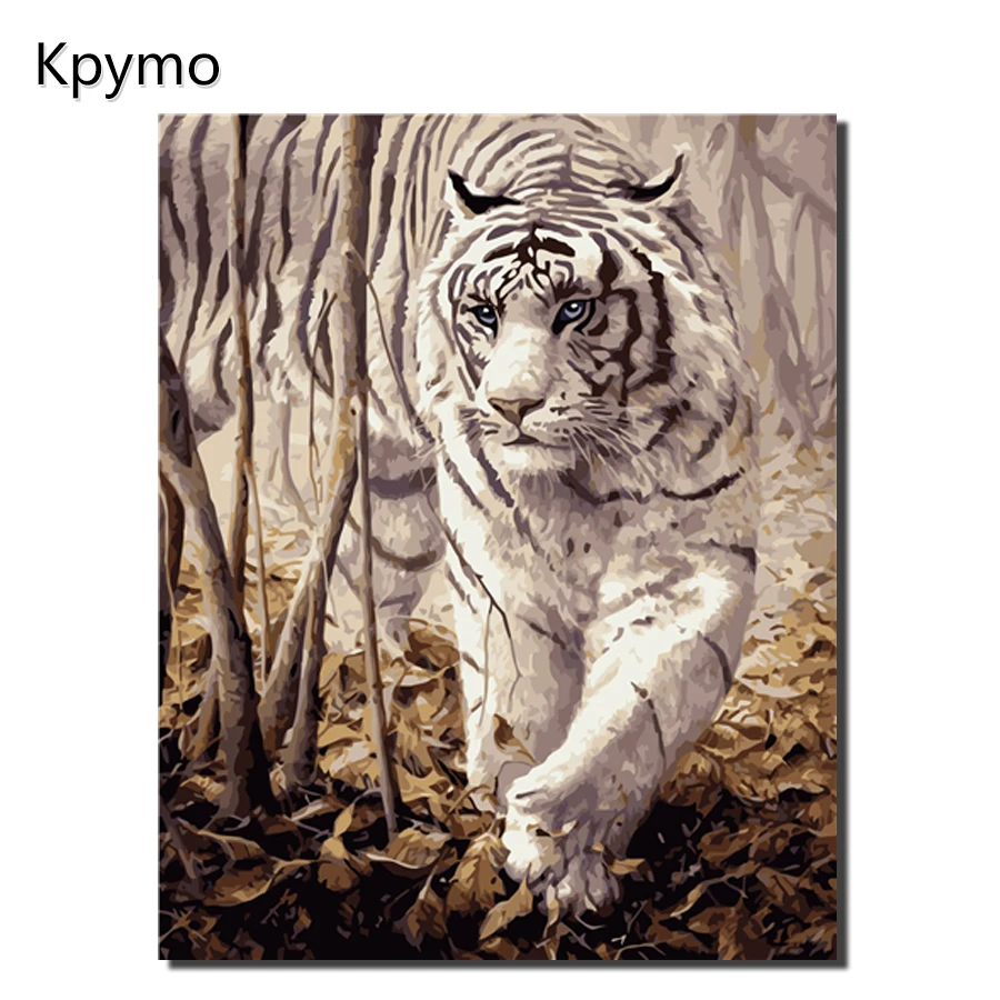 Kpymo DIY PBN Tiger Arcylic живопись по номерам на холсте в рамке настенные картины искусство