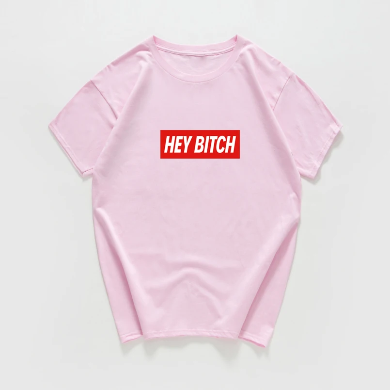 Hey Bitch camisetas verano mujer Футболка женская больше размера хлопковая Винтажная Футболка женская уличная одежда с буквенным принтом женская одежда - Цвет: F245MT pink