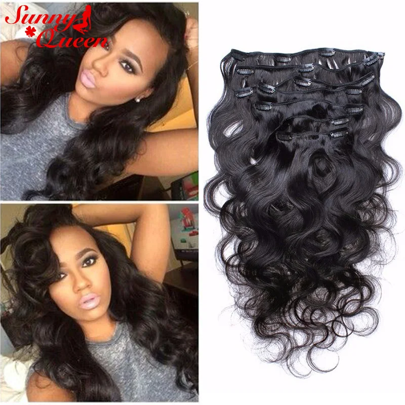 

Clip In Human Hair Extensions 8A Malaysian Virgin Hair Clip 7Pcs 120g Malaysian Body Wave Human Hair Clip In Extensions 10"-26