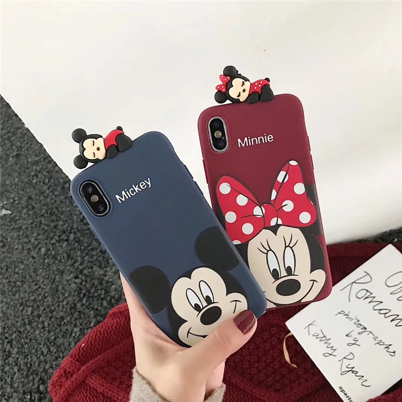 Minnie Mickey Case For iPhone 7 Cases Ultrathin Cartoon Hello Kitty Soft TPU Toy Case for iPhone 6 6s 7 8 Plus X XR XS Max Cover