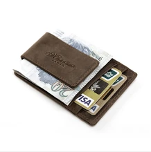 MS-Echtes Leder Crazy Horse Magnetic Männer & frauen Card & ID Halter Braun Kaffee Bank Kreditkarten Collector J40