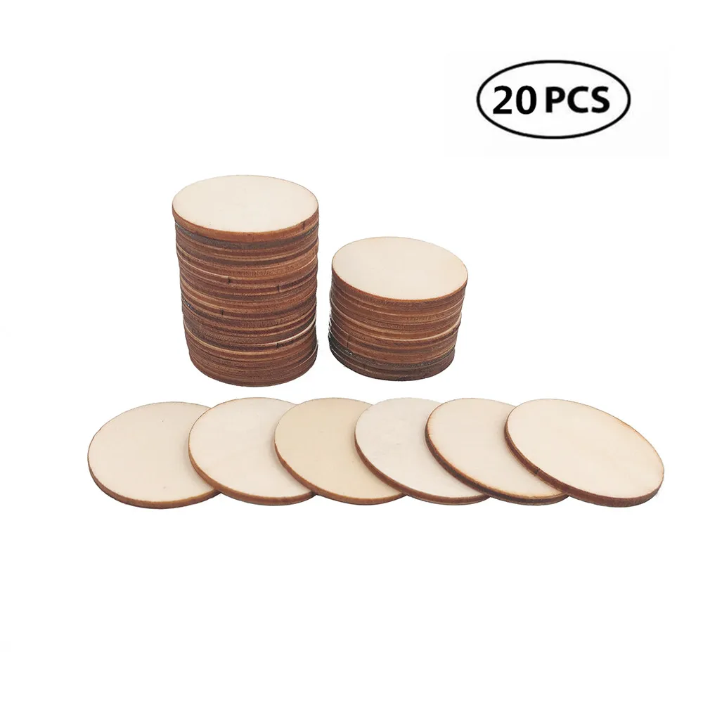 

20pcs 40mm 1.57inch Wood Circle Cutouts Round Natural Rustic Wood Circles Wooden Log Slices for DIY Craft Wedding Decoration
