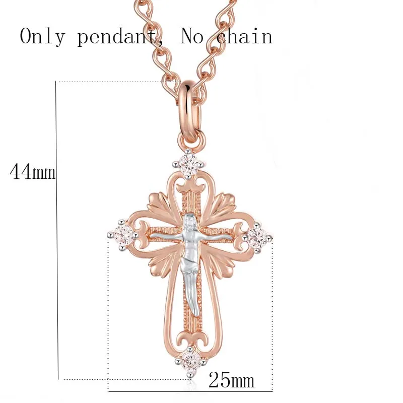 2 стиля Новое мужское женское ожерелье 585 розовый белый крест золотой цвет подвески цепь - Окраска металла: pn0132