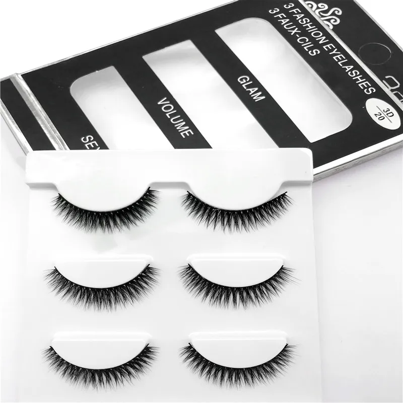 

3 Pairs Mink Eyelashes Natural Long Fake Eyelashes Professional Makeup Long False Eye Lashes