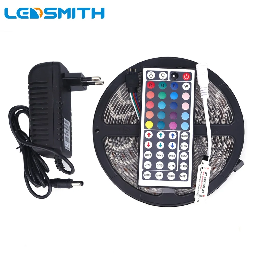 

Waterproof 5050 RGB LED Strip Light 5M 300LEDS SMD Diode Tape LED Ribbon with 44Key IR Remote Controller 12V 3A Power Adapter