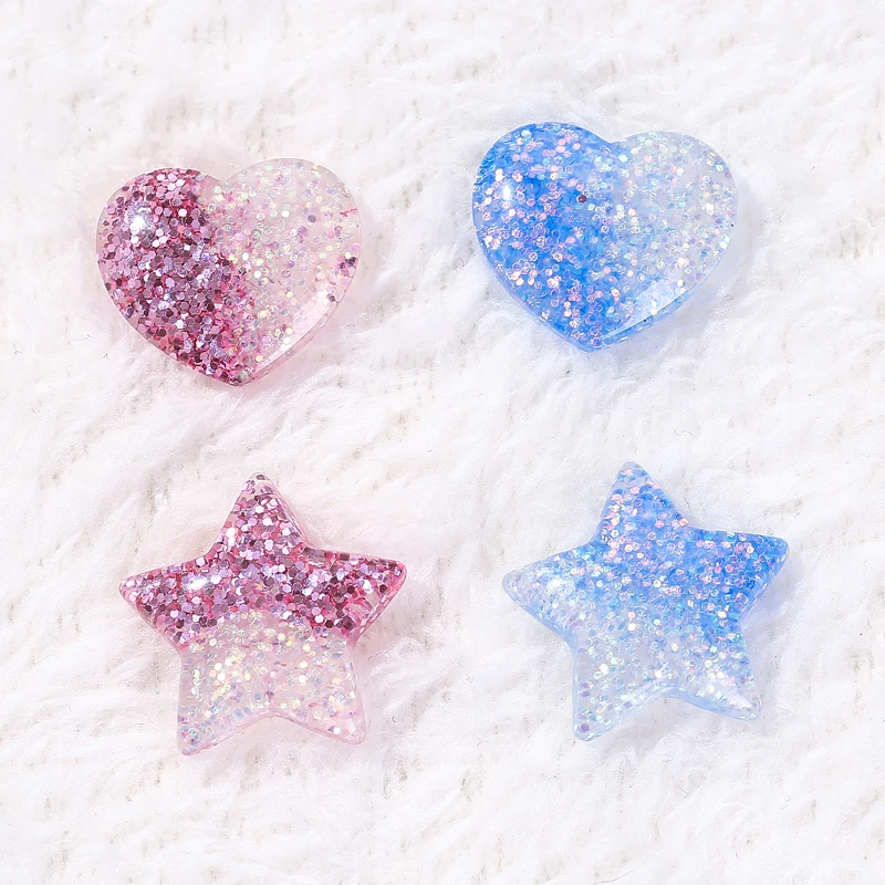 

10pcs/lot Glitter Heart Flatback Resin Cabochons for Jewelry DIY Multicolor Scrapbooking Hair Bow Crafts Making Embellishment