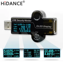 HiDANCE USB OLED safety monitor tester Current Meters Charger ammeter voltmeter battery mobile power supply capacity detection
