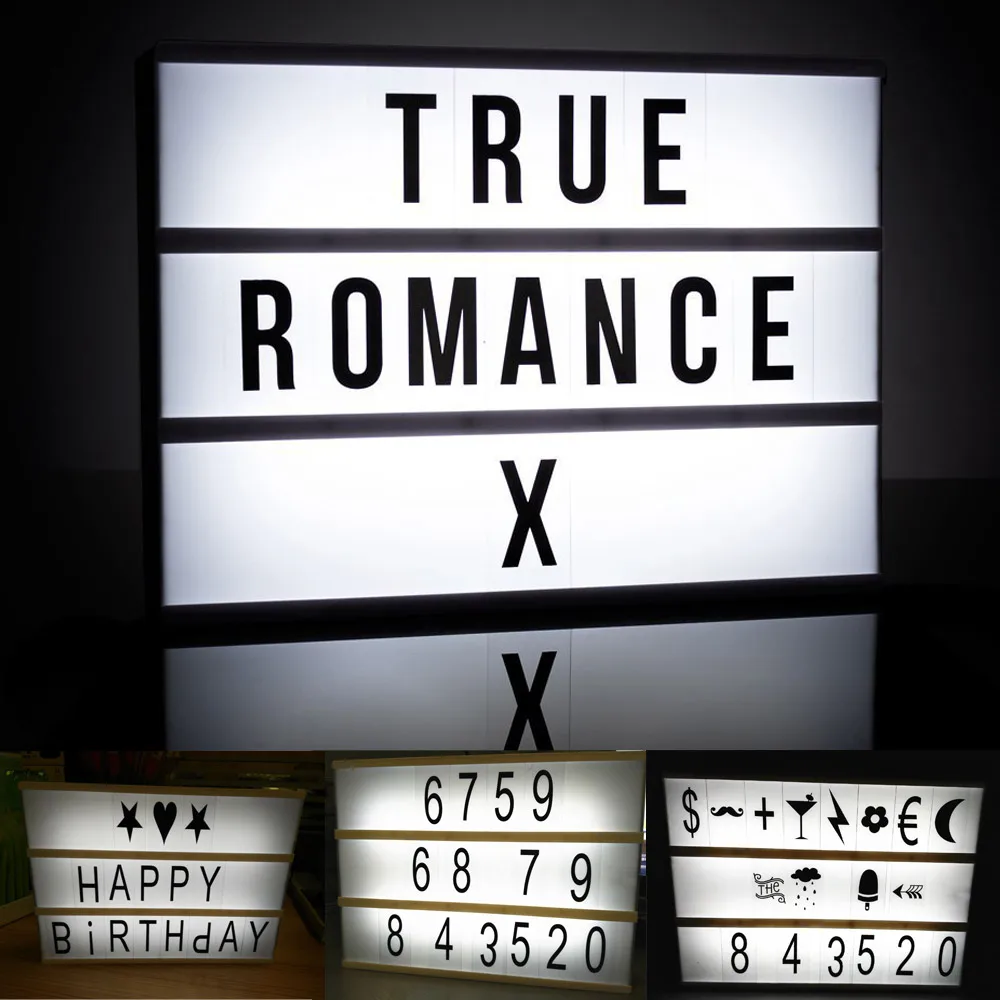 

3 Line A4 Size LED Cinema Light Box Energized Mode Cinematic Lightbox Letter + Number Combination Puzzle Light Brand New