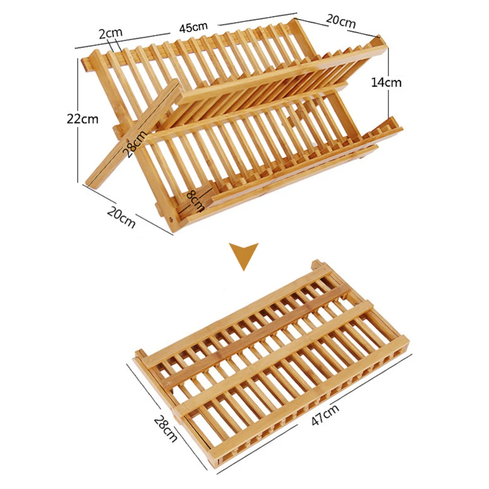 Складная бамбуковая подставка для посуды двухслойная сушилка бамбуковая подставка для посуды Складная Сушилка для тарелок