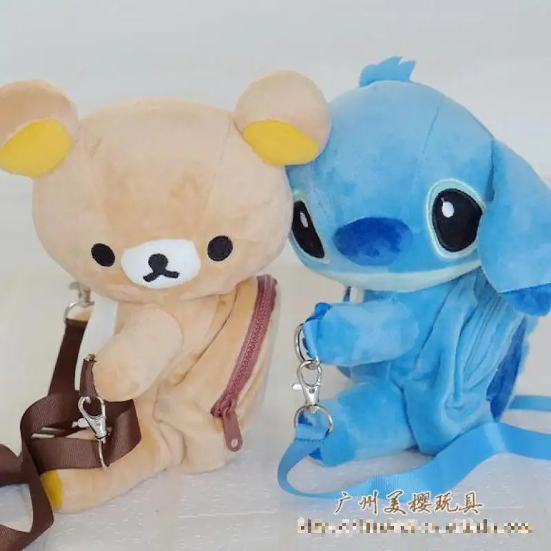 

Cute Cartoon Stitch Rilakkuma Bear Plush Backpack Soft Stuffed Animals Doll Satchel Children School Bag Girls Kids Birthday Gift