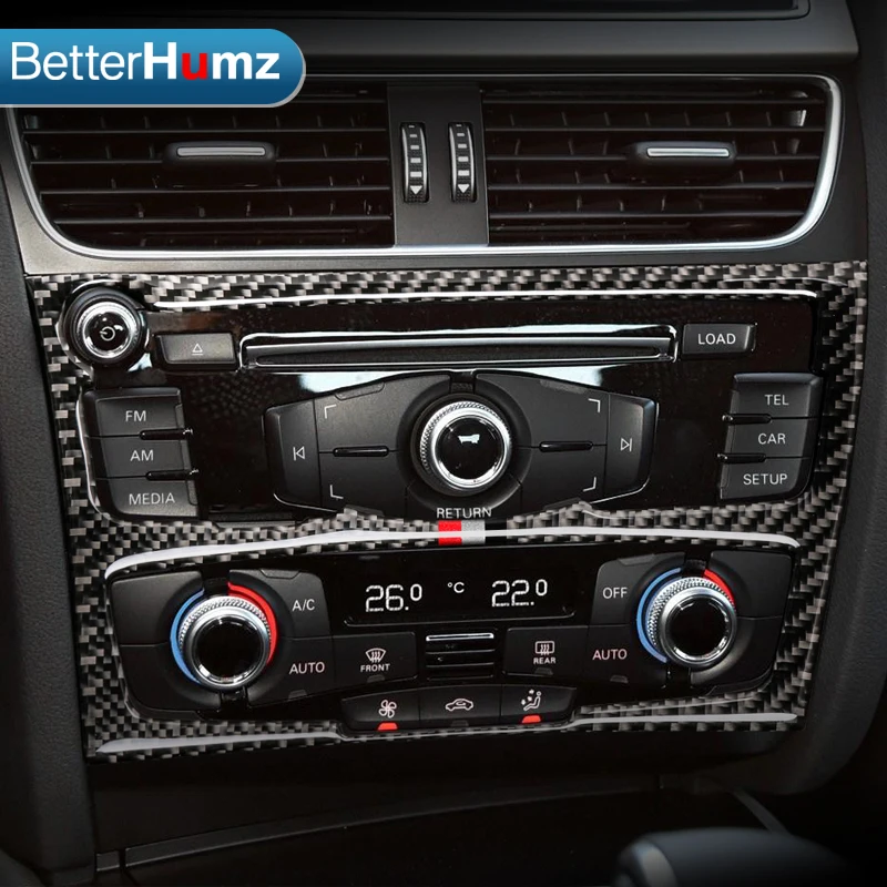

BETTERHUMZ For Audi A4 2009-2016 Carbon Fiber Car Interior Air Conditioning CD Control Panel Cover Trim Car Styling Stickers