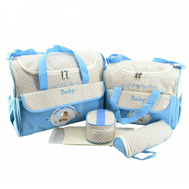 

5-piece baby diaper bag set mother pregnant women large capacity multi-function travel storage bag zipper