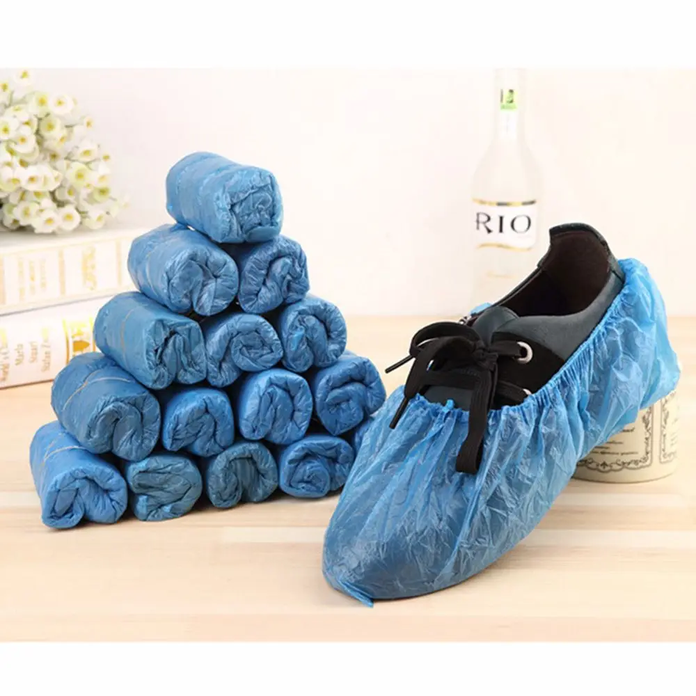 1Pack/100 Pcs Medical Waterproof Boot Covers Plastic Disposable Shoe