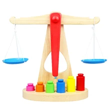 2017 New Arrival Montessori Educational Toy Small Wooden New Balance Scale Toy With 6 Weights For
