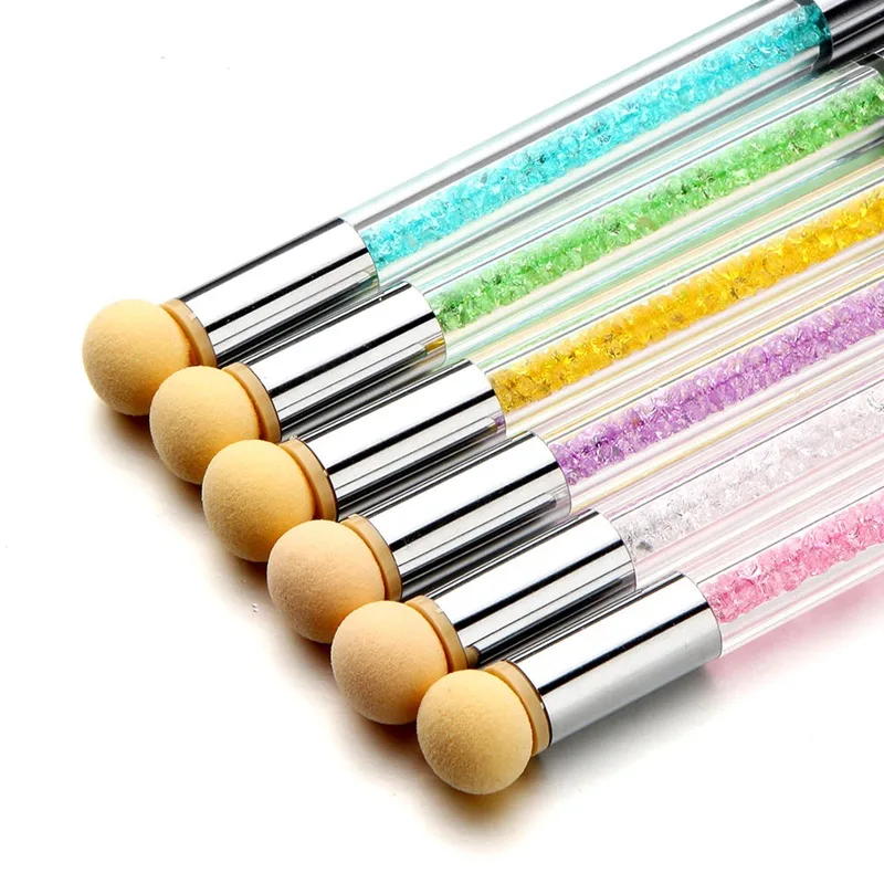1 шт. профессиональный блеск порошок сбор расставить градиент Pen Brush+ губка ногтей Книги по искусству Губка Ручка Маникюр УФ-гель Tools