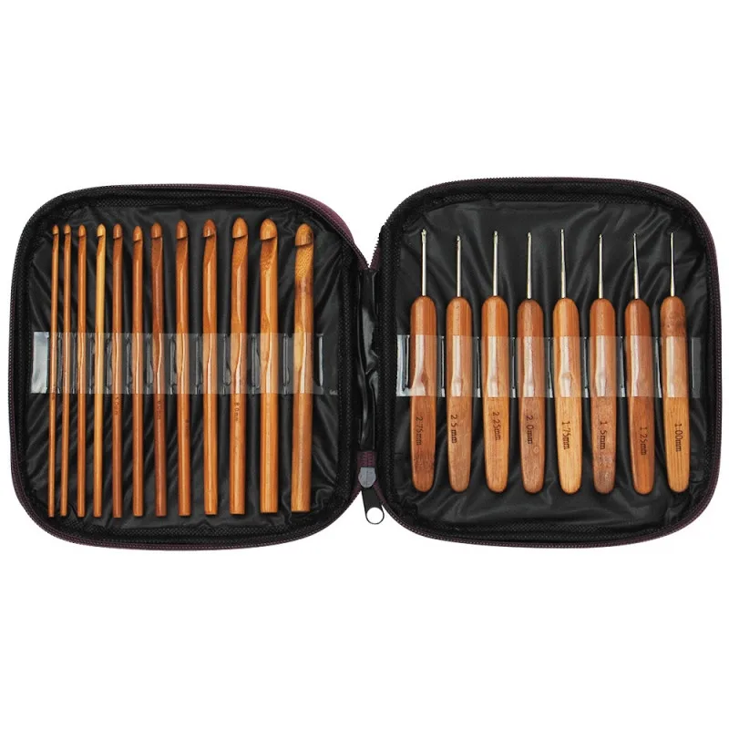 

Stainless Steel Needles Crochet Hooks Circular + Wood Bamboo Knitting Needles Tools Pins W/ Case for Yarn DIY Crafts Kit Set