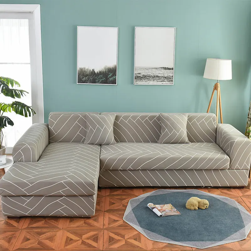 Полосатые чехлы для диванов, хлопковые чехлы для диванов, эластичные чехлы для диванов для гостиной, домашние животные, угловые l-образные шезлонги, cubre, диван - Цвет: Color12