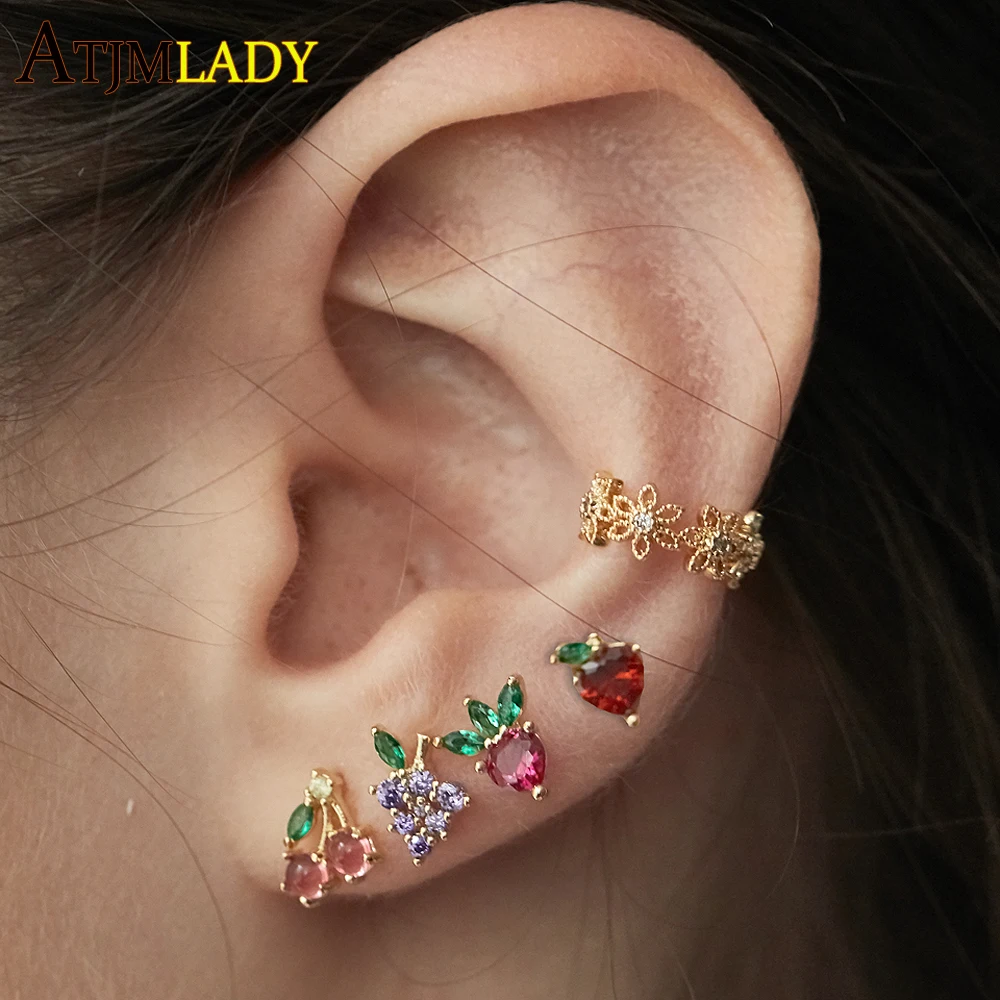

minimal daisty flower Ear Cuff Clip Zirconia Earrings 925 sterling silver In One Ear hot fashion beautfil jewelry for girl Lady