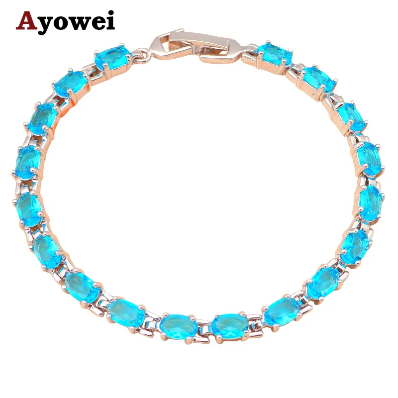 

Ayowei Delicate gifts for friend Bracelets & bangles Silver AAA Zirconia & Light Blue Crystal Fashion jewelry TBS728A for women