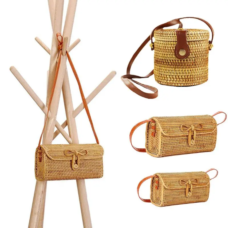 

Fashion New Women Straw Shoulder Bag Rattan Crossbody Summer Beach Bags Handbag Purse Polyester Shoulder Bag 2019