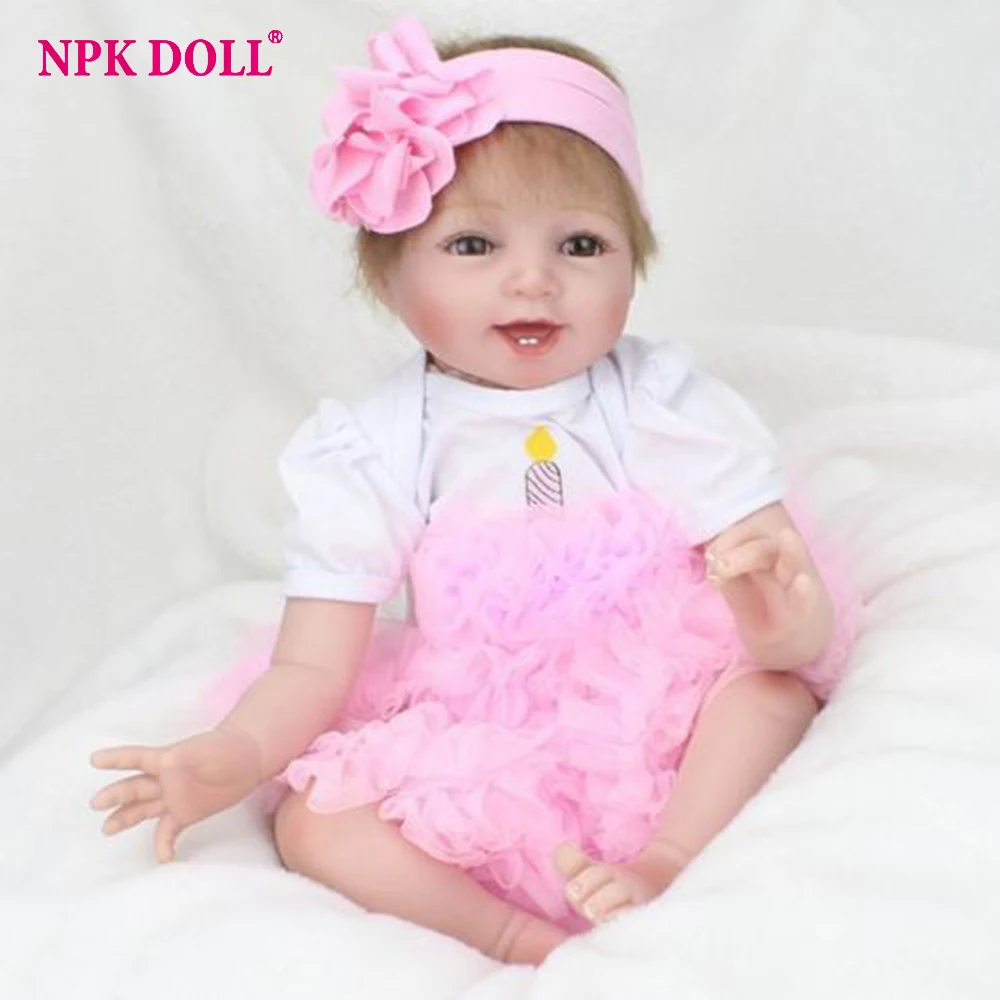 NPKDOLL 55cm Silicone Vinyl Baby Doll Alive Reborn Bebe Pink Princess Newborn babies Doll Girl Child