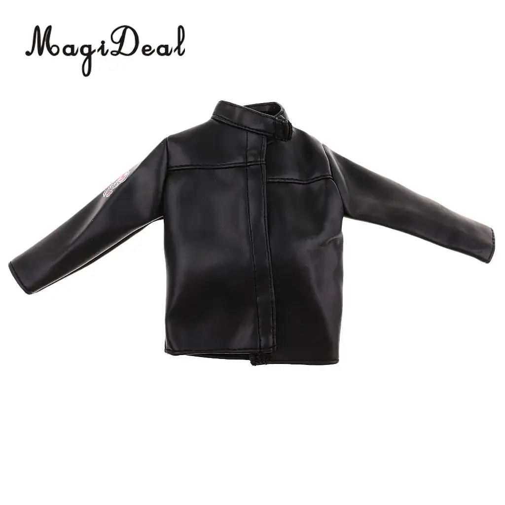 MagiDeal 1/6 Scale Black PU Leather Male Jacket Coat Clothes for 12 Inch Action Figures Doll Toys Accessories