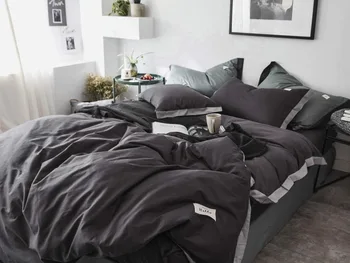 

Bedding Set Luxury Cotton Bed Set Nordic Style Twin Queen King Size Solid Color Duvet Cover Set Bed Sheet 3 styles