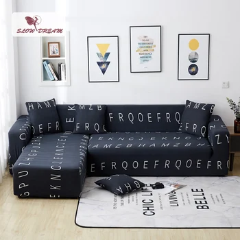 

Slowdream Letter Printing Assemble Sofa Cover Anti Dirty Couch Cover Elastic Band Home Seat Slipcover Decor Home Living Room