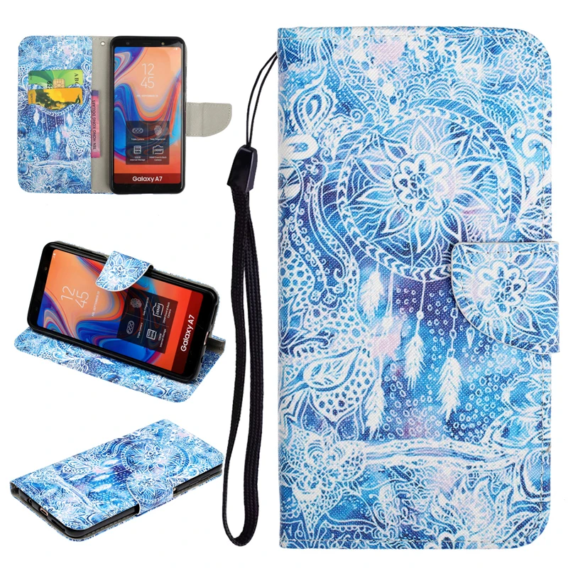 

For Samsung Galaxy A8 A7 A6 A5 A3 2017 2018 Case Wallet Coloured Drawing PU Leather Flip Cover for Samsung A8 2018 Phone Cover