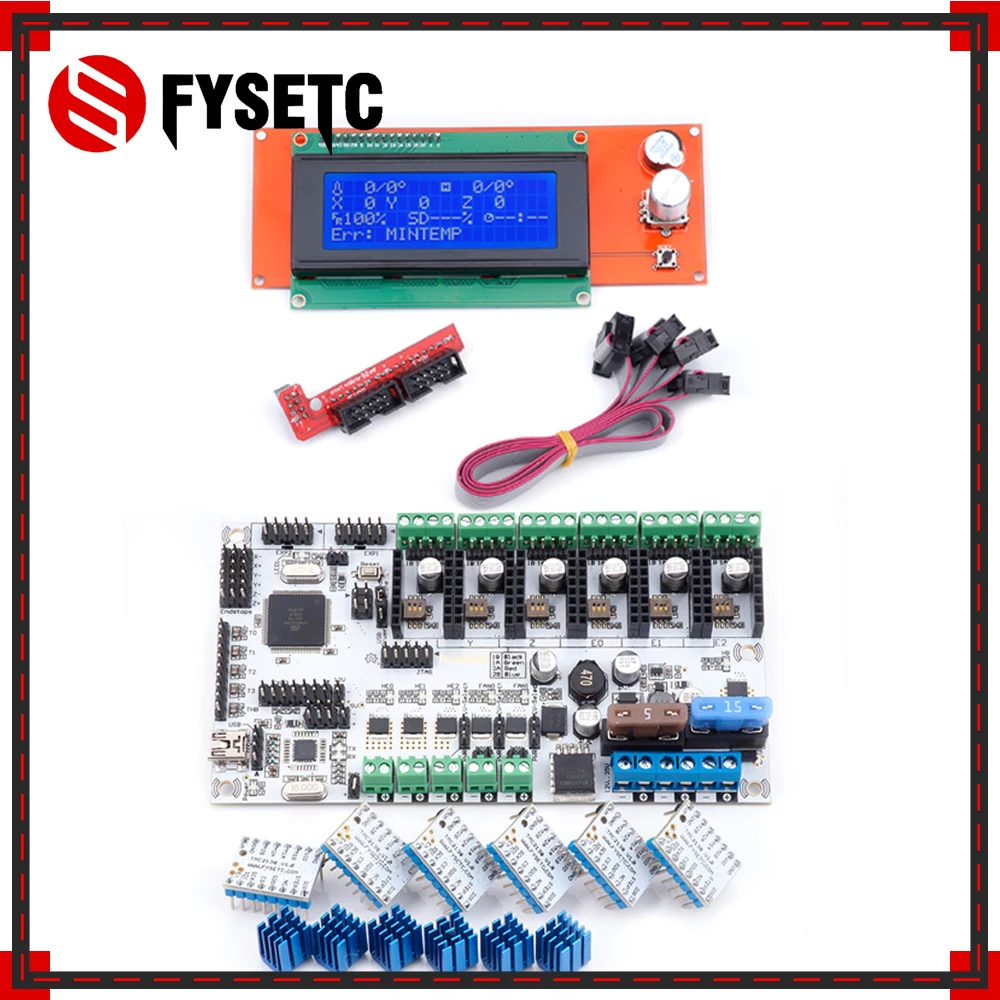 

Rumba Plus Board+2004/12864 LCD Control Display +6pcs TMC2130 V1.0 Stepper Motor Driver For 3pcs Extruder Rumba Plus Motherboard