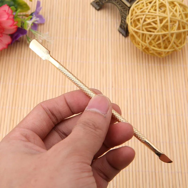 

1Pc Stainless Steel Cuticle Pusher TrLEMer Remover Pedicure Nail Art Tools Gold