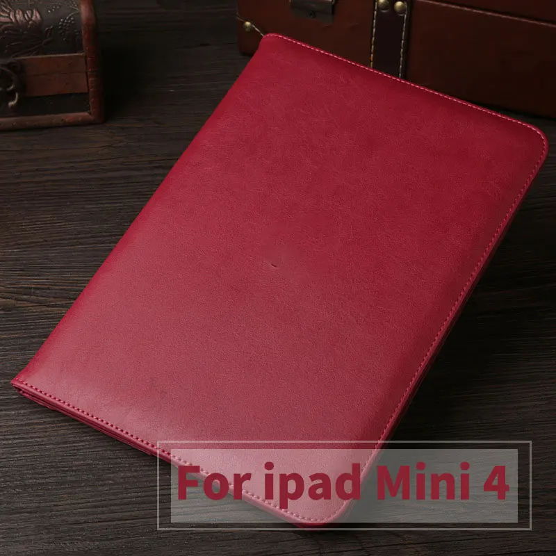 Роскошный чехол из искусственной кожи чехол для iPad 2/3/4 Ретро Портфели с автоматическим включением и отключением экрана внутренней стороны ремень Стенд откидная крышка для iPad Mini 1 2, 3, 4 - Цвет: Dark Red for Mini 4
