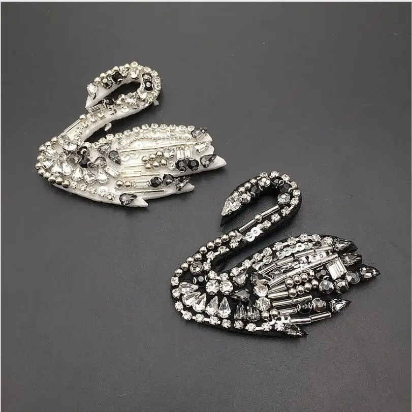 

1 PCS swan sequins bead Rhinestones qpplique brooch patches applique sew on beading clothes bag shoes decoration patch DIY