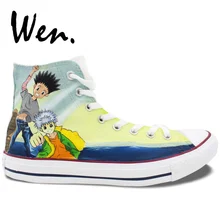 Wen аниме дизайн на заказ Охотник х Охотник ручная роспись парусиновая обувь высокие мужские женские кроссовки для взрослых подарки на день рождения
