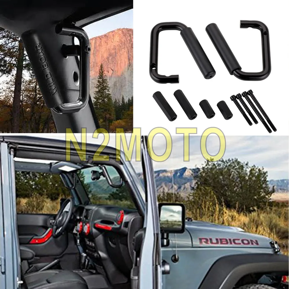 Black Grab Bar Front 4 Door Front Hard Mount Grab Handle for Jeep