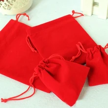 10*12 см, 50 шт в наборе, красные бархатные мешочки для украшений для Упаковка для подарков собственными руками Сделай Сам женские украшения Чехлы фланелевая сумка-мешок на шнурке