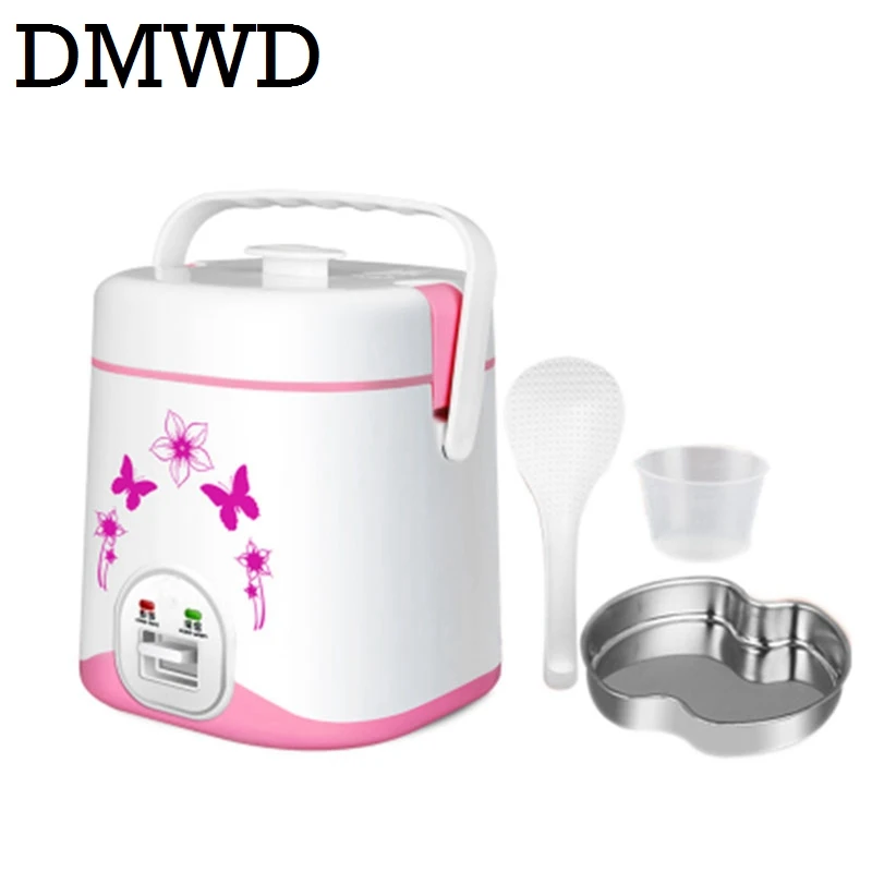 DMWD 110V/220V Mini Electric Rice Cooker Food Cooking Machine Eggs Meal Steamer Porridge Soup Stew Pot Heating Lunch Box Warmer