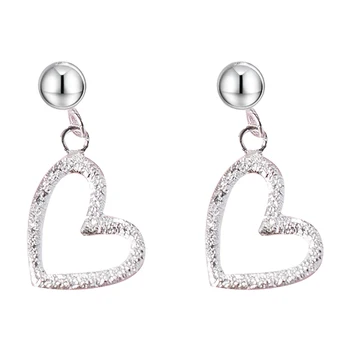 

high quality Summer Sweet 925 Sterling Silver Jewelry Women Fashion Cute Tiny 0.8cm Hollow Heart Earrings Gift For Girls gift