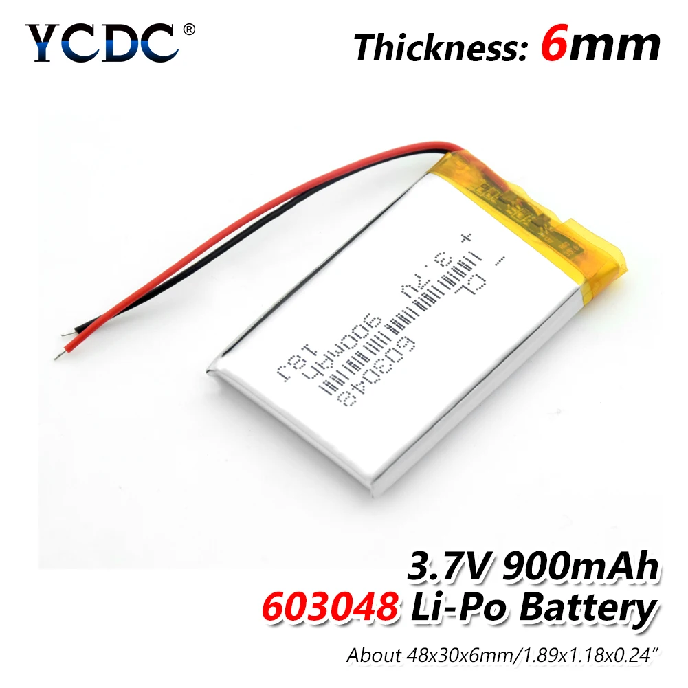 Перезаряжаемый 3,7 V 900mAH 603048 полимерный литий-ионный/литий-ионный аккумулятор для дрона dvr mp5 gps mp3 mp4 PDA psp power bank динамик - Цвет: 1Pc