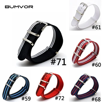 

BUMVOR Women Men Watchband Wholesale Watches Multi Color Army Military nato fabric Nylon watchbands Strap Bands Buckle 22mm
