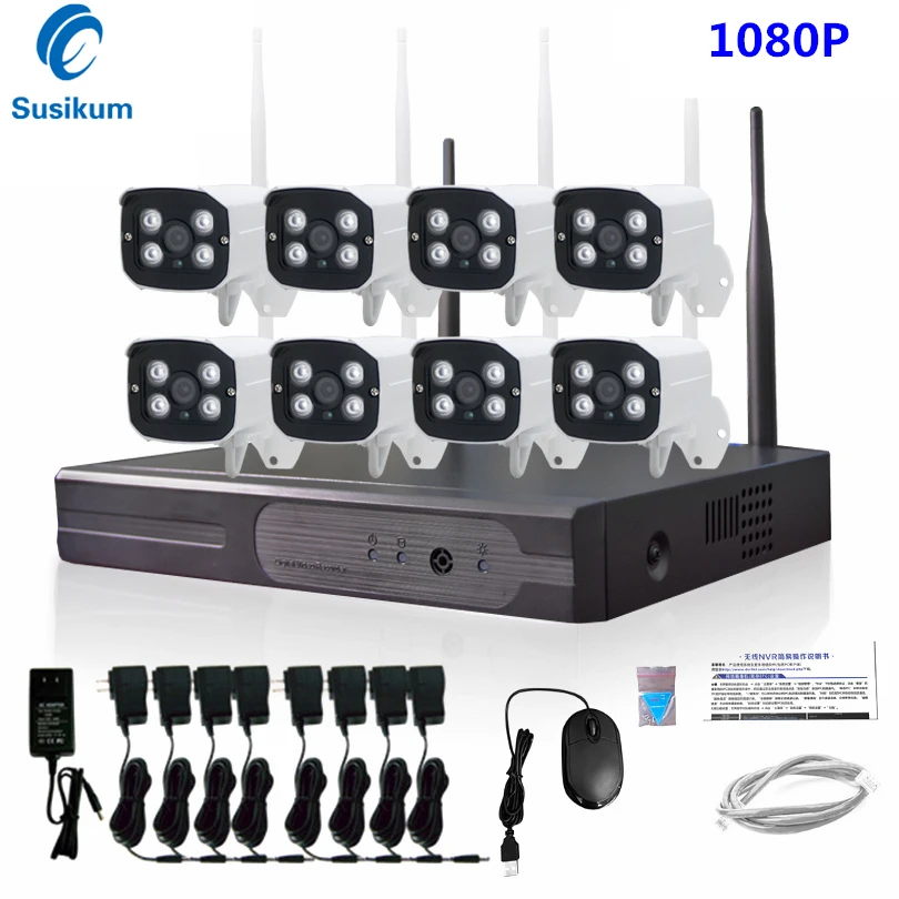 

2MP HD Wireless CCTV System 8CH wi-fi NVR kit Outdoor IR Night Vision IP 1080P Wifi Camera Security System Surveillance Kit