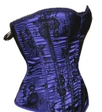 Purple/Sliver Sexy Lingerie Corset Steel Boned Stain Gothic Intimates Bustier Corset Size S-6XLFree pp walsonstyles