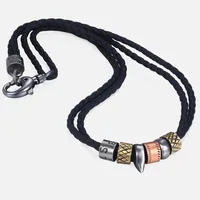 Мужская плетеная подвеска Trendsmax, черная кожаная цепочка с металлической подвеской в этническом винтажном стиле, ювелирные изделия для мальчиков, LP99 - изображение