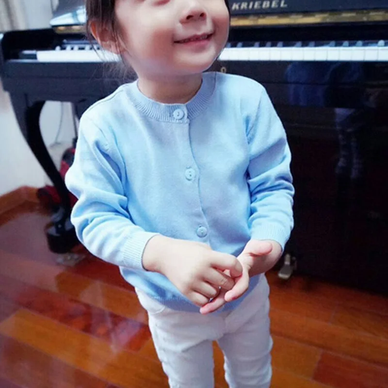 

Baby Children Clothes Boys Girls Candy Color Knitted Cardigan Sweater Kids Spring Autumn Winter Cotton Outer Wear