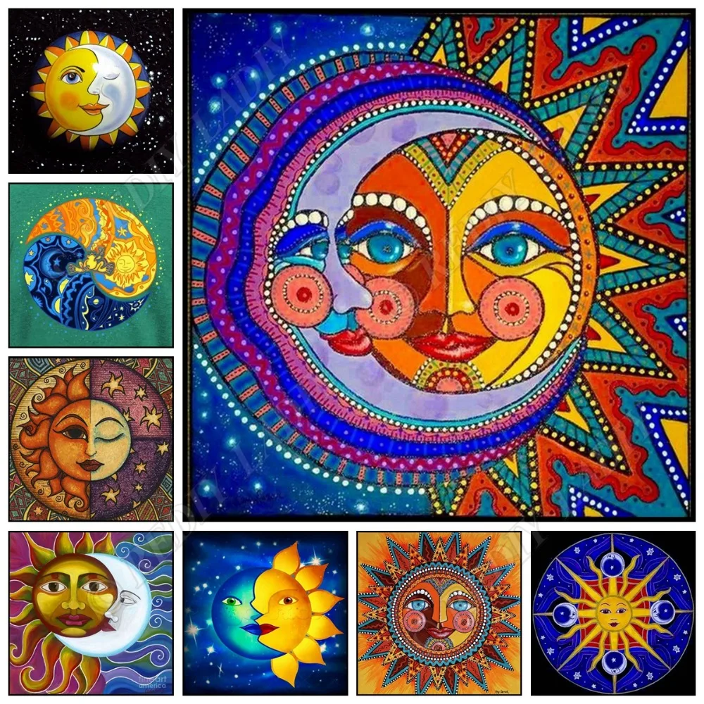 Diamond Embroidery Rhinestones Painting Mosaic Paintings Moon and Sun Beaded Cross Stitch Crafts Plein | Дом и сад