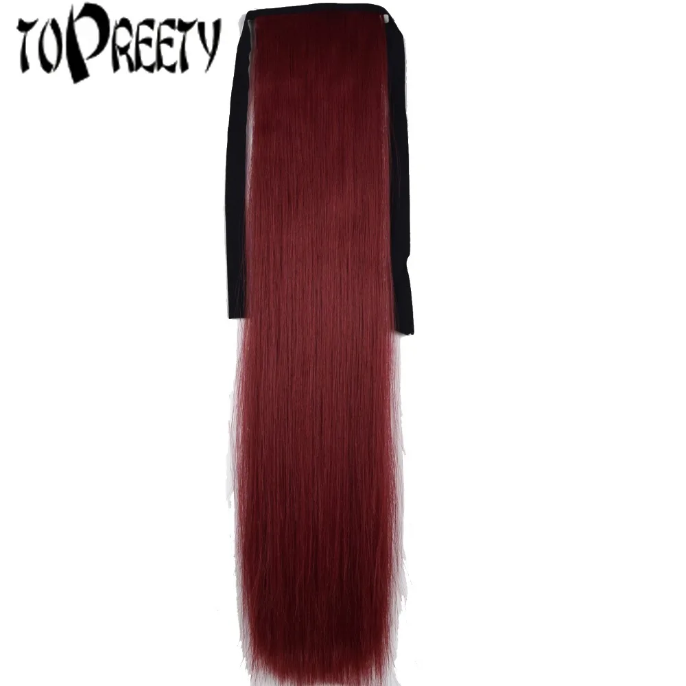 

TOPREETY Heat Resistant B5 Synthetic Fiber 22" 55cm 90gr Clip in Straight Ribbon Ponytail Extensions