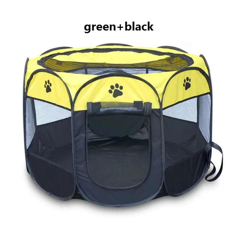 Pet Bed Dog House Cage Cat Outdoor Indoor Dogs Crate Kennel Nest Park Fence Playpen for Small Medium Big Dogs Puppy Pet Supplies - Цвет: green and black